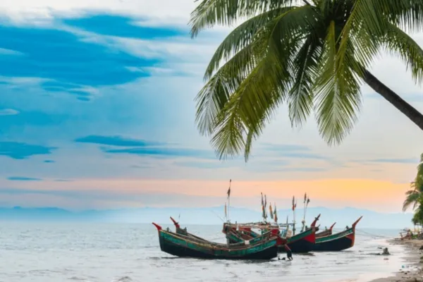 Fishing boats at dawn, Saint Martin's Island